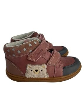 CUTE! Clarks Girls Shoes 9.5 Pink Sneaker Hook and Loop Closure Teddy Bear Ankle
